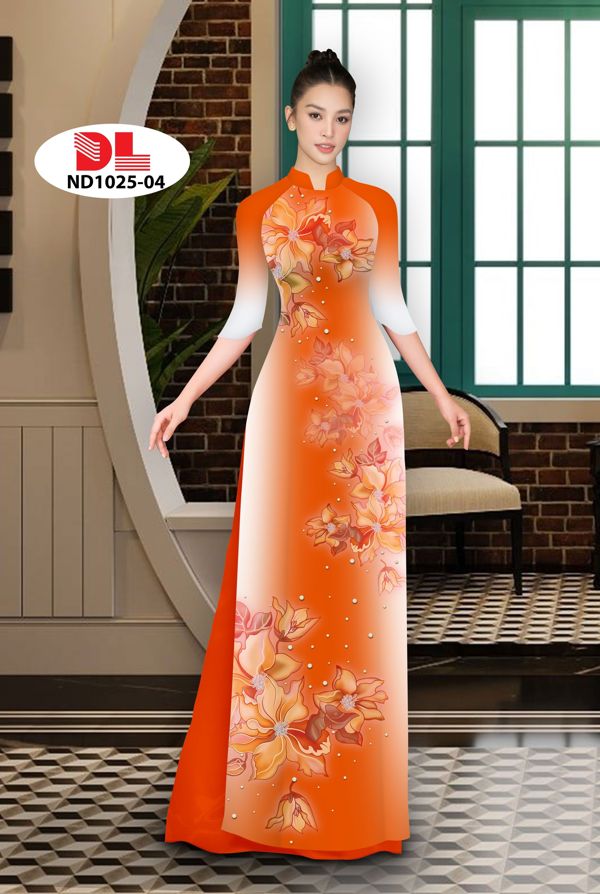 Vải Áo Dài Hoa In 3D AD ND1025 1